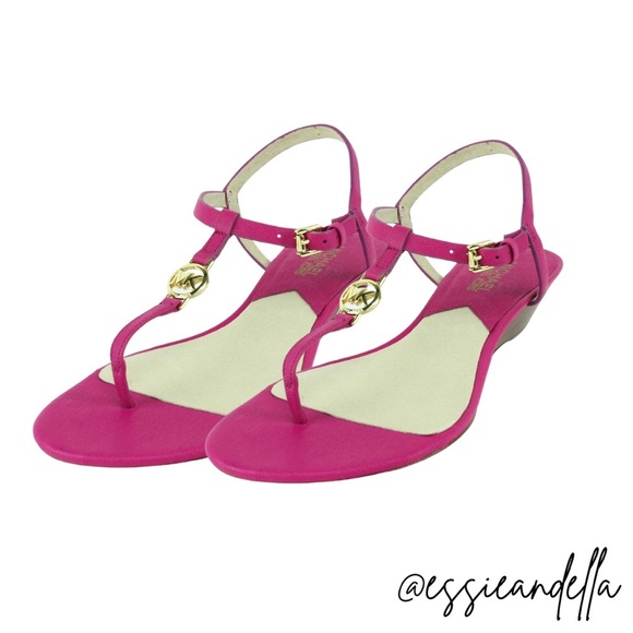 Michael Kors Raspberry Saffiano Nora Wedge size 8 - Picture 1 of 9